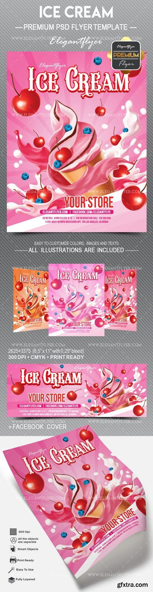 Ice Cream – Flyer PSD Template + Facebook Cover