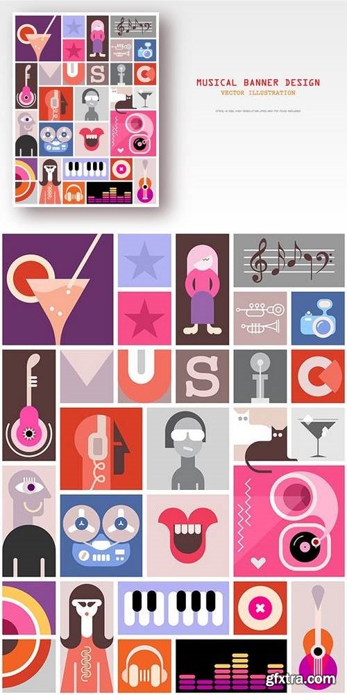 Musical Collage Design vector illustration