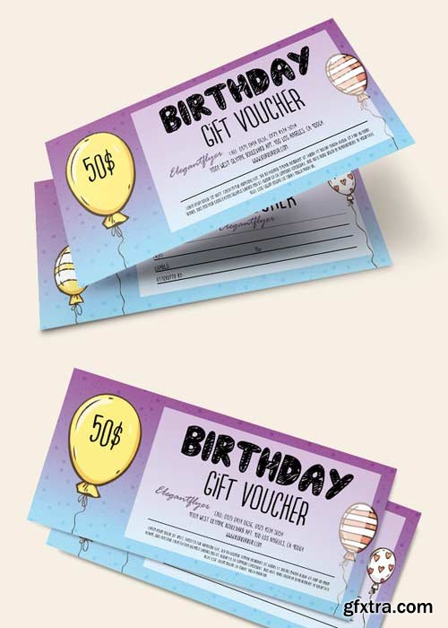 Birthday V2 2018 Premium Gift Certificate PSD Template