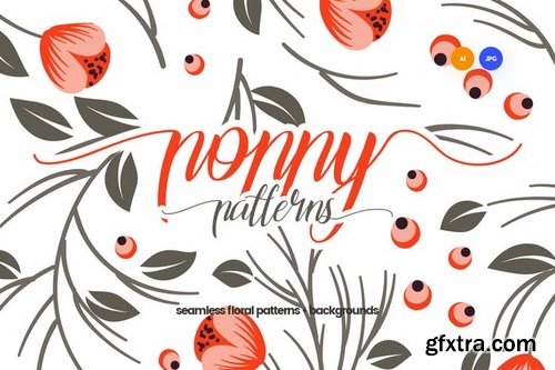 Seamless Poppy Patterns  Backgrounds