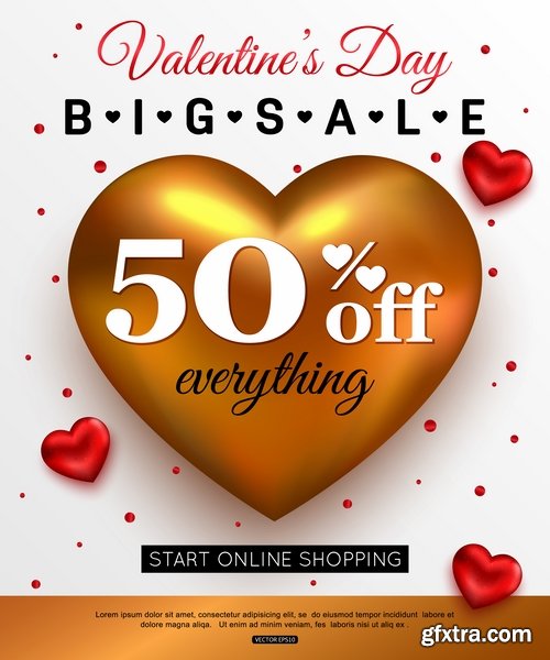 Valentine\'s Day flyer banner Black Friday discount sale vector image 25 EPS