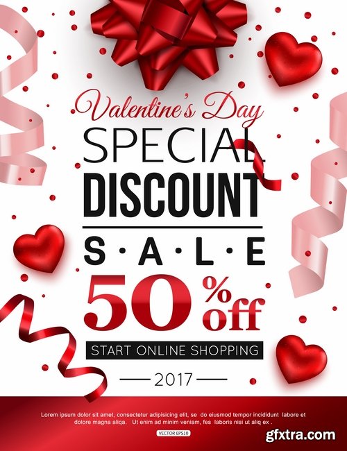 Valentine\'s Day flyer banner Black Friday discount sale vector image 25 EPS