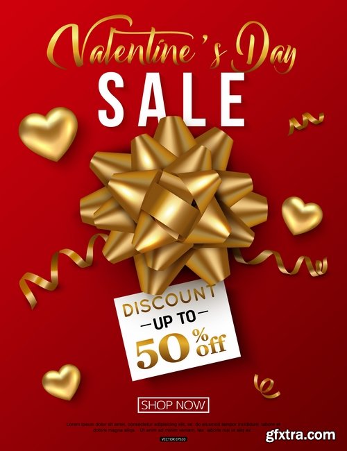 Valentine\'s Day flyer banner Black Friday discount sale vector image 25 EPS