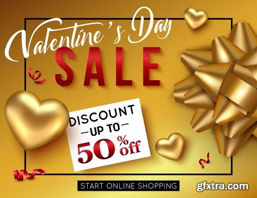 Valentine\'s Day flyer banner Black Friday discount sale vector image 25 EPS