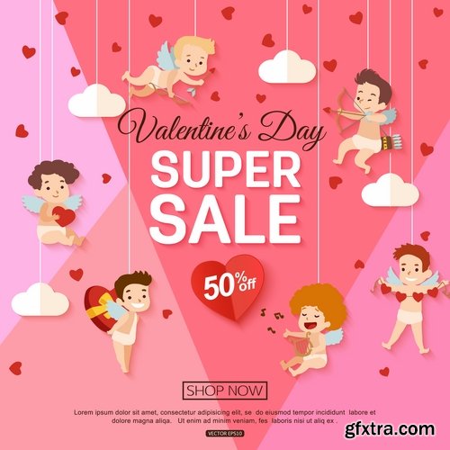 Valentine\'s Day flyer banner Black Friday discount sale vector image 25 EPS