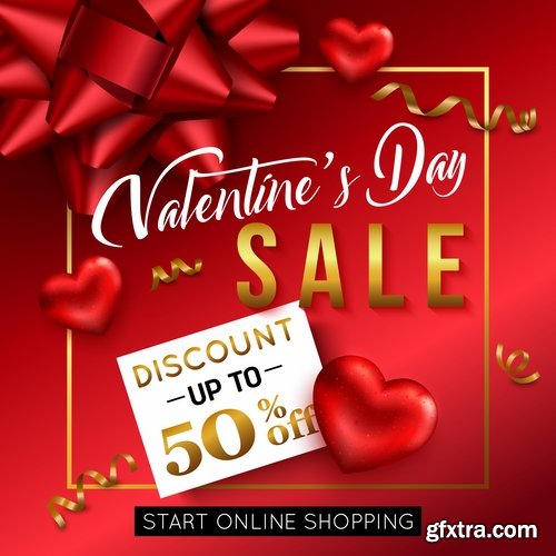 Valentine\'s Day flyer banner Black Friday discount sale vector image 25 EPS