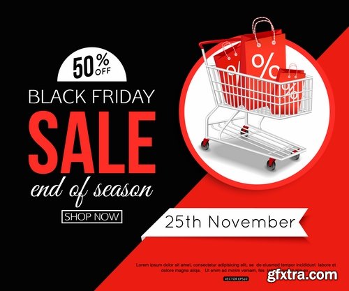 Valentine\'s Day flyer banner Black Friday discount sale vector image 25 EPS