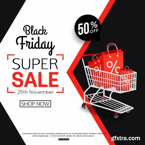 Valentine\'s Day flyer banner Black Friday discount sale vector image 25 EPS