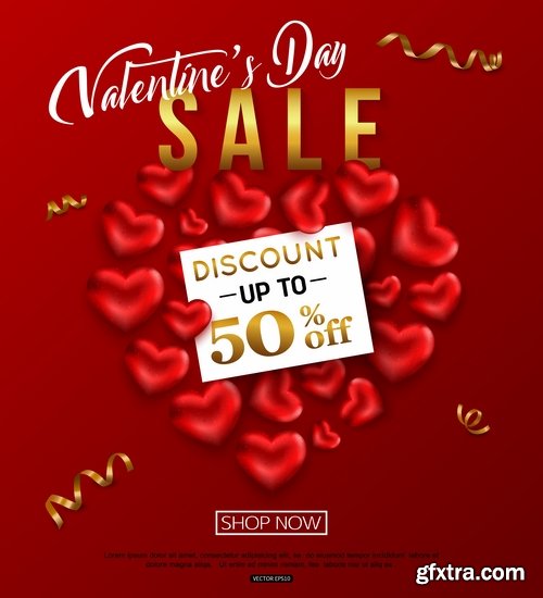 Valentine\'s Day flyer banner Black Friday discount sale vector image 25 EPS