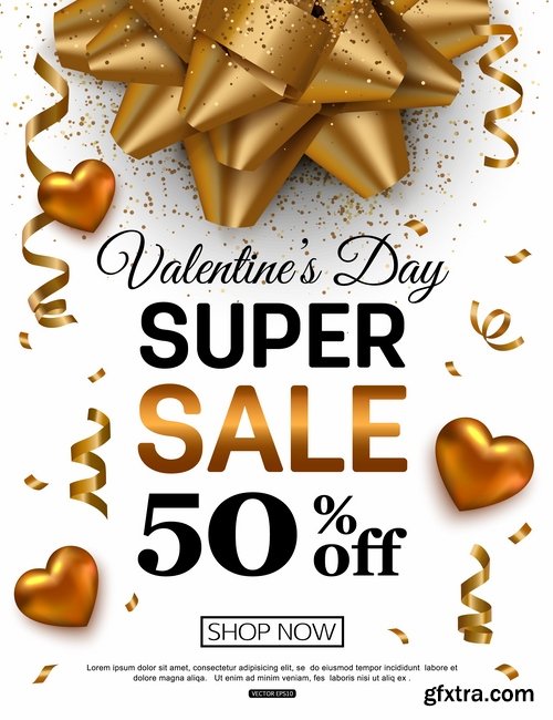 Valentine\'s Day flyer banner Black Friday discount sale vector image 25 EPS