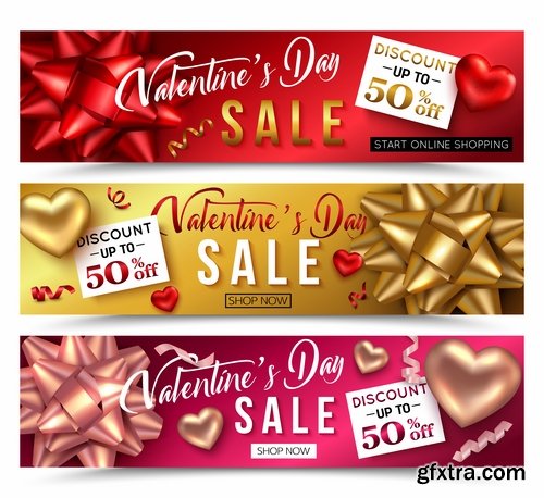 Valentine\'s Day flyer banner Black Friday discount sale vector image 25 EPS