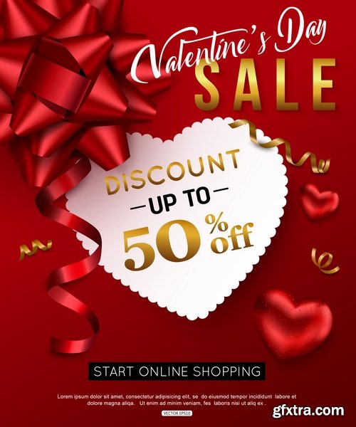 Valentine\'s Day flyer banner Black Friday discount sale vector image 25 EPS