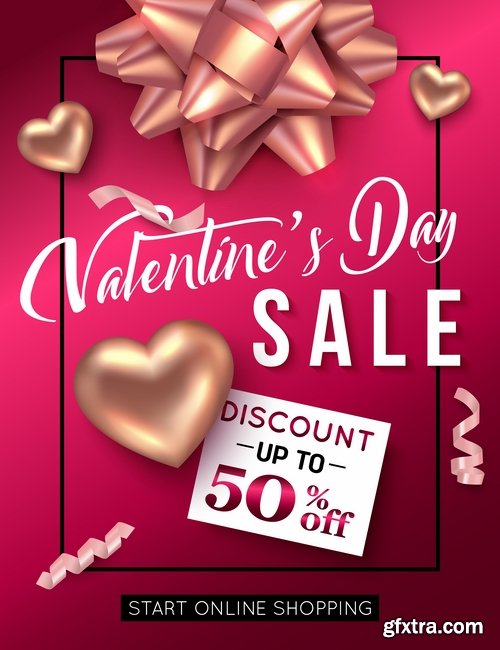 Valentine\'s Day flyer banner Black Friday discount sale vector image 25 EPS