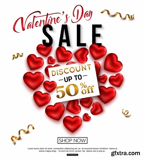 Valentine\'s Day flyer banner Black Friday discount sale vector image 25 EPS