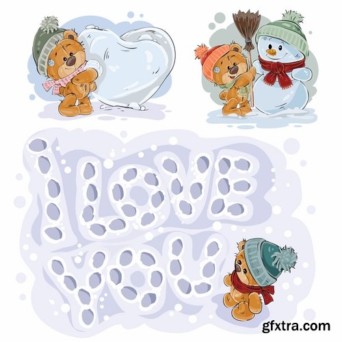 Teddy bear gift card for Valentine\'s Day Love Heart 25 EPS