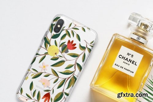 iPhone X Mock Up With Chanel Bottle