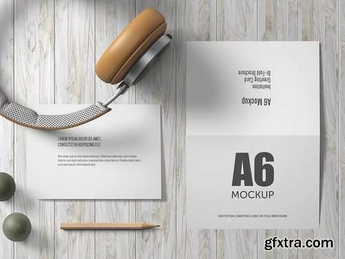 A6 Landscape Bi-Fold Greeting Card Mockup - Set 1