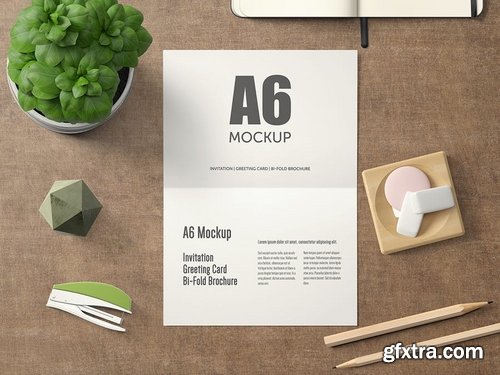 A6 Landscape Bi-Fold Greeting Card Mockup - Set 1