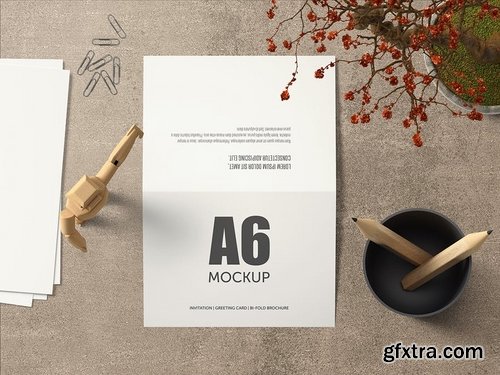 A6 Landscape Bi-Fold Greeting Card Mockup - Set 1