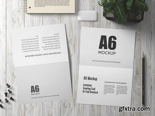 A6 Landscape Bi-Fold Greeting Card Mockup - Set 1