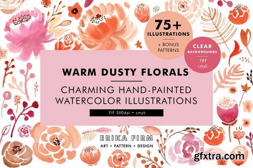 CM - Warm Dusty Watercolor Florals 1966376