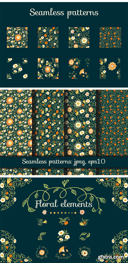 CM - Fantasy Flowers. Seamless Patterns 2147584