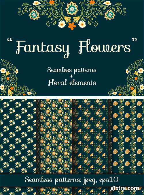 CM - Fantasy Flowers. Seamless Patterns 2147584