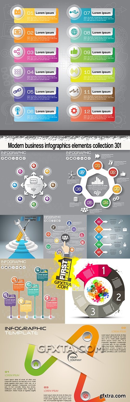 Modern business infographics elements collection 301