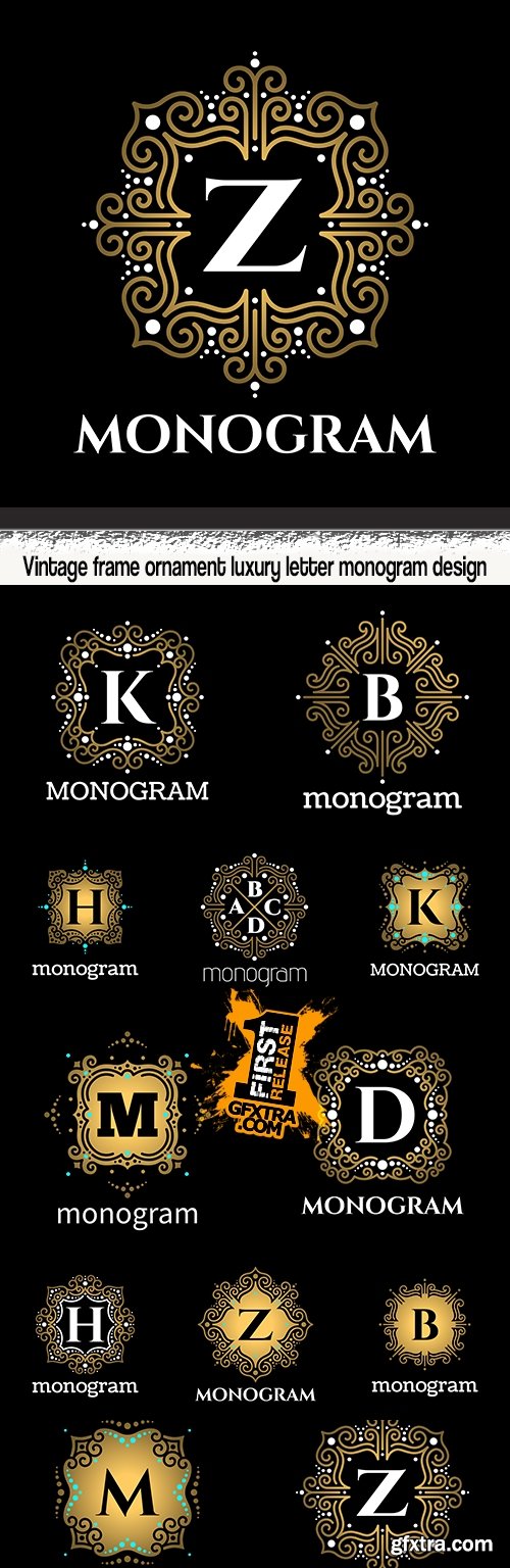 Vintage frame ornament luxury letter monogram design