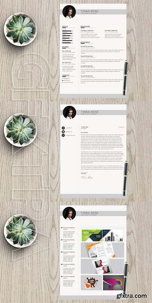 CreativeMarket - Resume Template 3 page pack Tinna 2161296