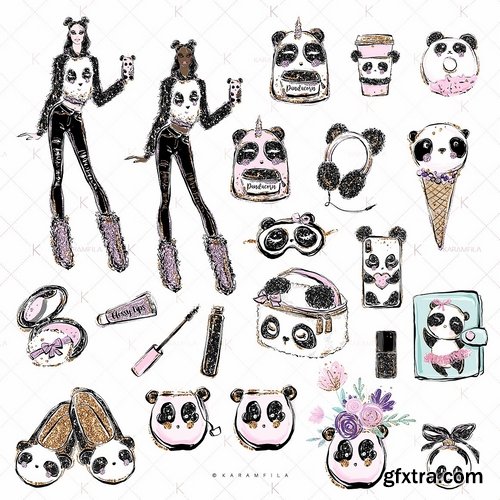 CM - Cute Panda Girl Fashion Clipart 2183743