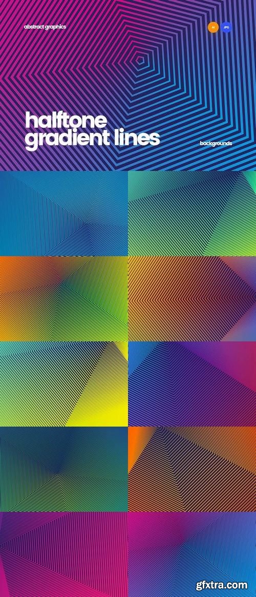 Halftone Gradient Geometric Lines Backgrounds