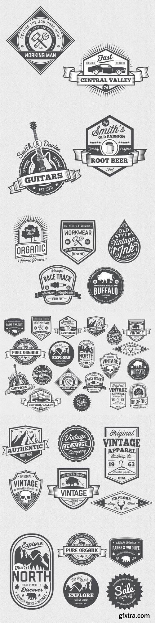 20 Vintage Style Badges and Logos