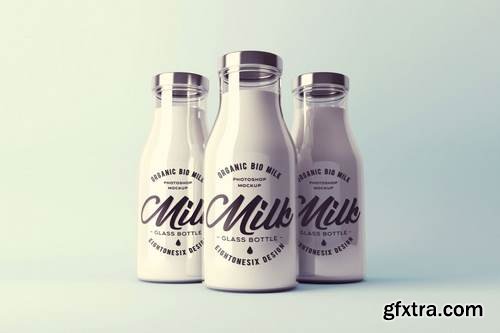 Realistic Milk Bottle Mock-Up Pack