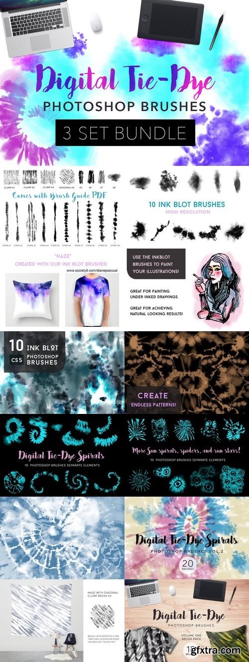 CM - Digital Tie-dye 3 Brush Bundle 1800140