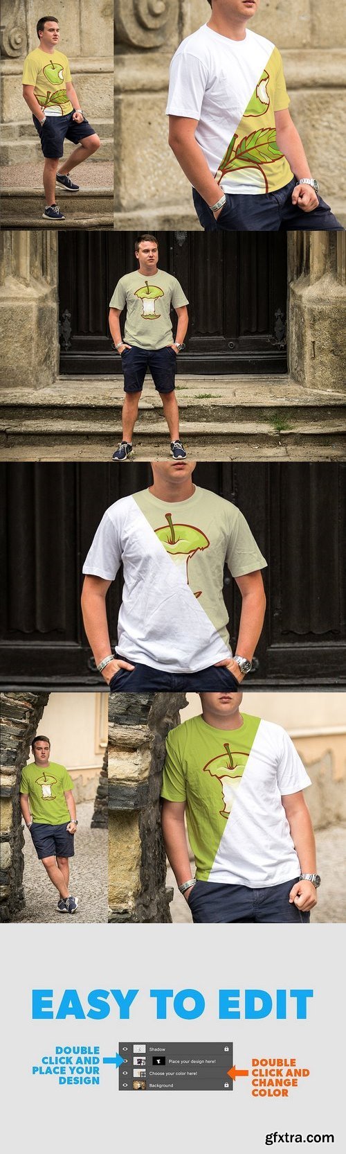 CM - 5 Male T-shirt Mockups 1788151