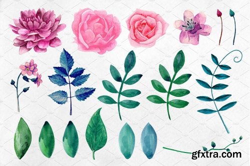 CM - Watercolor pink flowers clip art 2166646