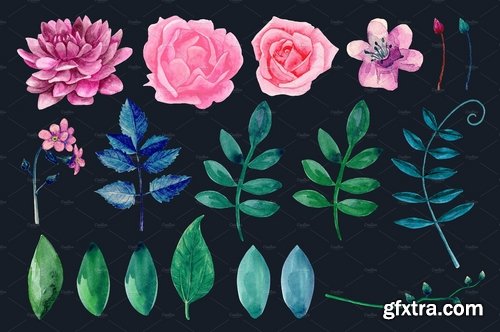 CM - Watercolor pink flowers clip art 2166646