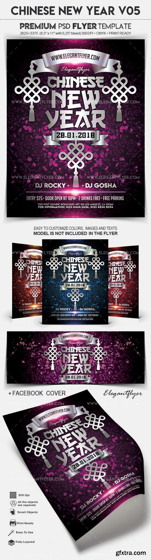 Chinese New Year V05 – Flyer PSD Template + Facebook Cover