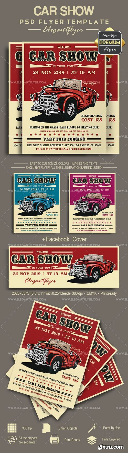 Car Show – Flyer PSD Template + Facebook Cover