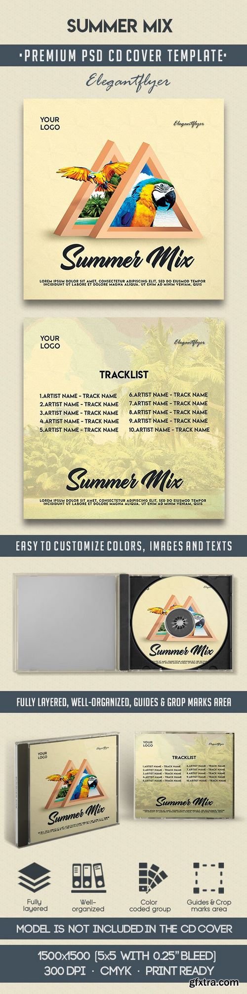 Summer Mix – Premium CD Cover PSD Template