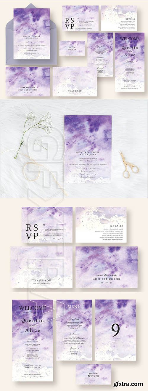 CreativeMarket - Dreamy Violet Ink Wedding Suite 2198080