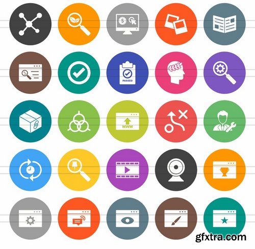 50 IT Services Flat Round Icons