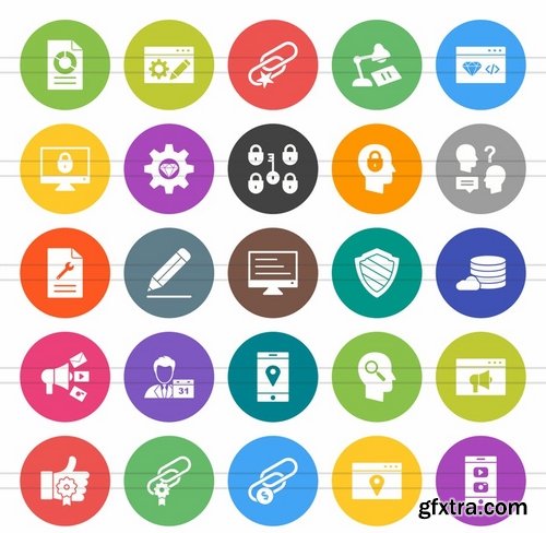 50 IT Services Flat Round Icons