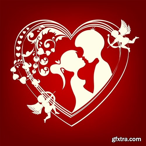 Flyer gift card Valentine\'s Day invitation card vector image 4-25 EPS