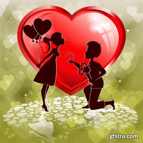 Flyer gift card Valentine\'s Day invitation card vector image 4-25 EPS