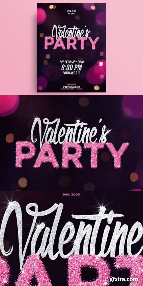 Valentine\'s Day Party Flyer Template