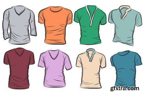 CM - 16 Hand-drawn vector tshirt template 2076527