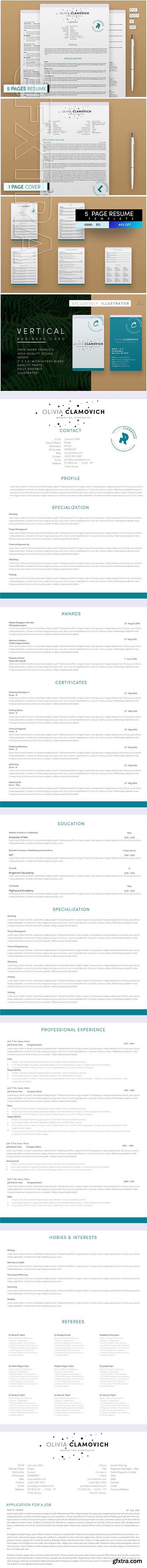 CreativeMarket - 5 Page Resume Template 2192780