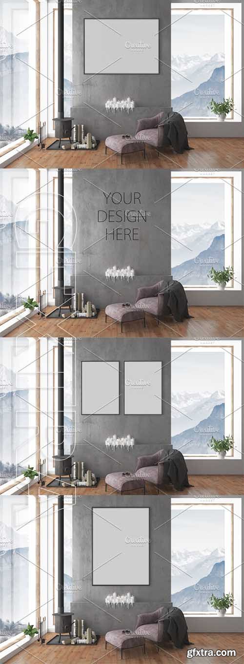 CreativeMarket - Blank wall mockup - interior mockup 2198045